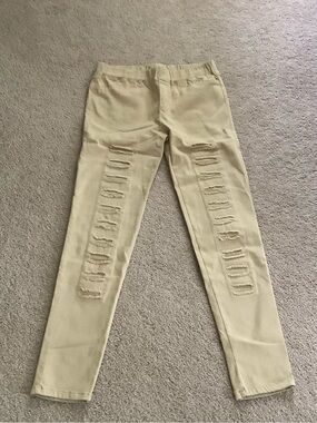 Umgee Light Tan Elastic Waist Skinny Pants